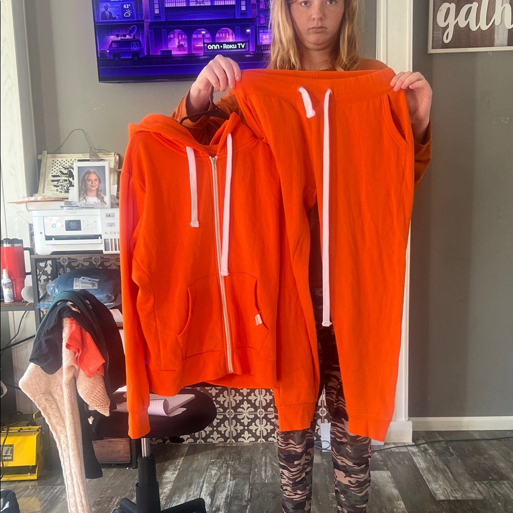 Fashion Nova Orange Track Pants & Joggers Set